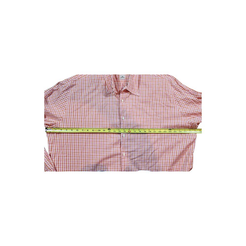 Peter Millar Orange Gingham Plaid Button Down Long Sleeve Men's Shirt Size‎ 2XL - Picture 5 of 6